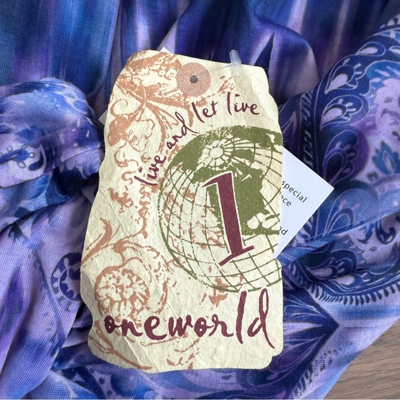 One World Purple Tie Dye Embellished Lace Asymmetrical Tunic XL - Picture 9 of 10